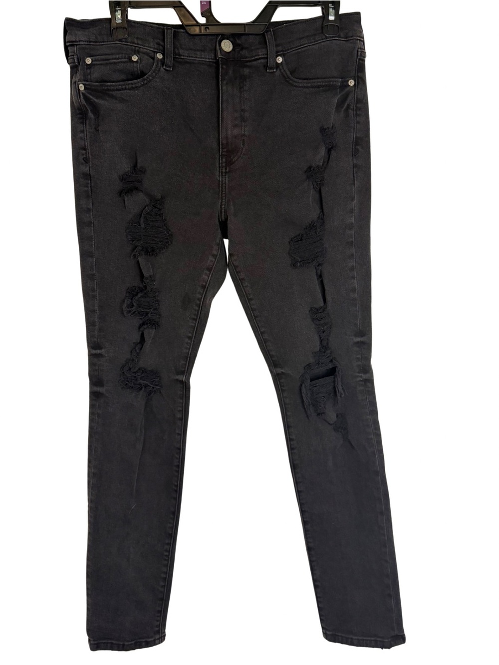 PacSun Stacked Skinny Black Distressed Skinny Jeans Size 34X32